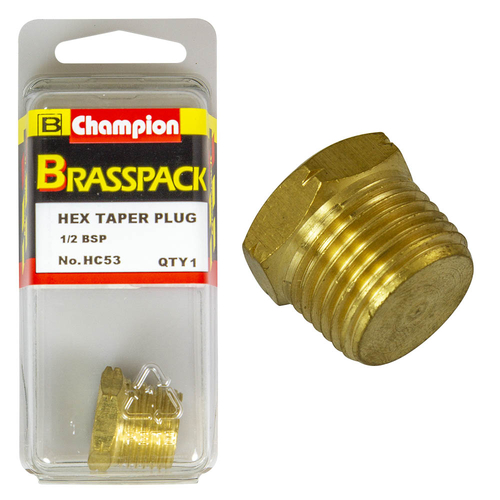 1/2 BSP Hex Taper Plug Blister