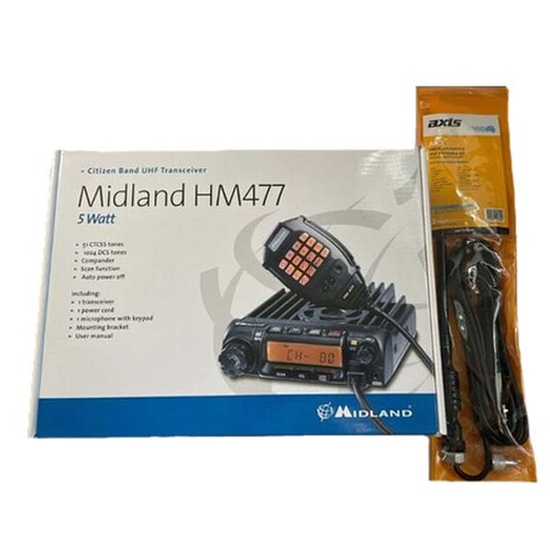 Midland 5Watt 80 Channel Uhf-Cb And 25 Watt 120 Channel Uhf-Lmr Radio + 3Db Antenna Kit