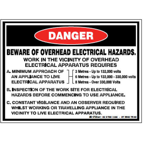 Danger Overhead Power Sticker 145x110mm - IC001