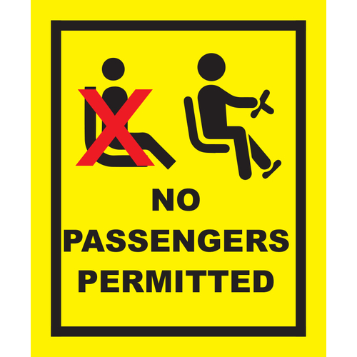 No Passenger Permitted Sticker 55x70mm