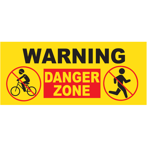 Warning Danger Zone Sticker 300x125
