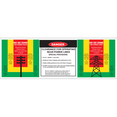 Danger Powerlines and Power Pole Sticker 300x100 - IC023
