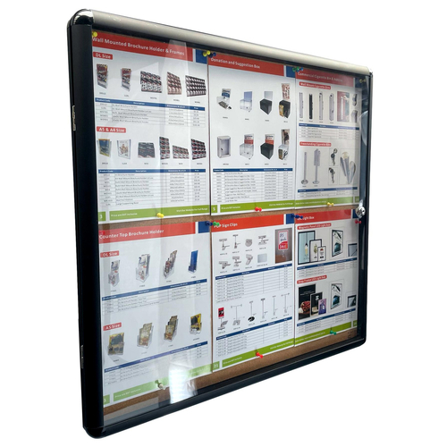 Enclosed Bulletin Board 6xA4 Indoor Black - IDNB6BLA