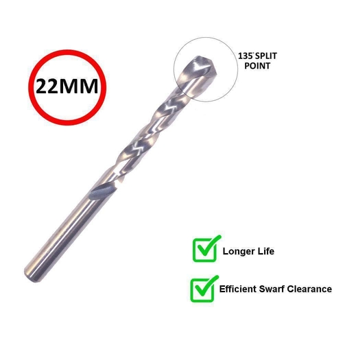 N0045 - HSS M2 REDUCED SHANK DRILL BIT 22MM