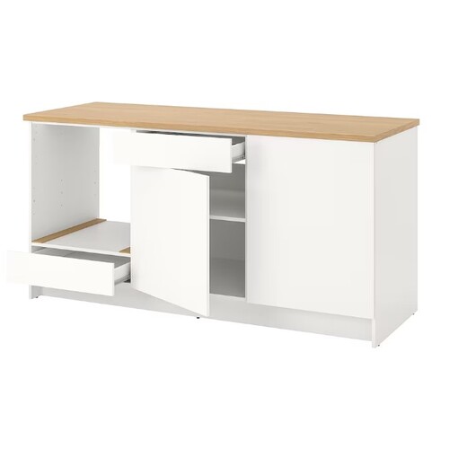 Base Cabinet With Doors And Drawer, White, 180 Cm