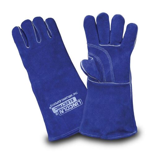 390mm Blue Premium Leather Welding Gloves Blue Lincoln