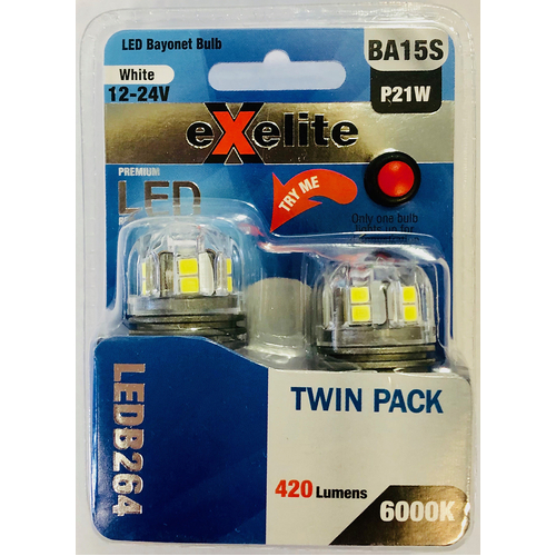 Bayonet 10-30v 21w BA15S 6000K (2PK)