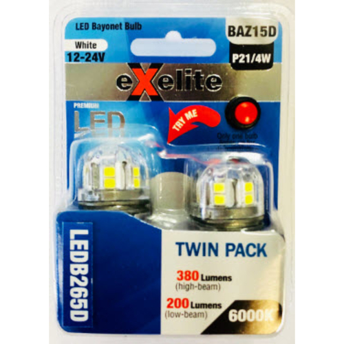 Bayonet 10-30v 21/5w BAZ15D 6000K (2PK)