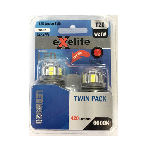 Wedge 10-30v 21w T20 6000K (2PK)