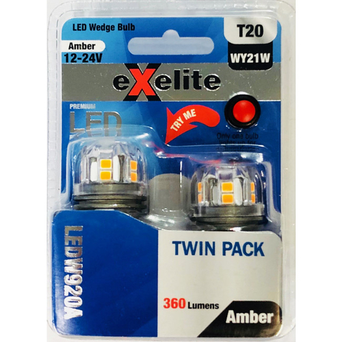 Wedge 10-30v 21w T20 6000K Amber (2PK)