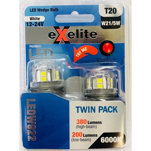 Wedge 10-30v 21/5w T20 600K (2PK)