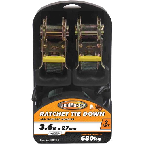 2pc 3.6mtr 27mm Ratchet Tie Down Set