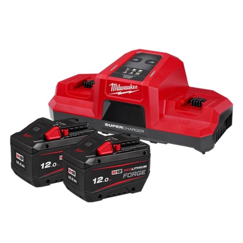 Milwaukee 18V Battery & Charger Starter Pack 12.0Ah Forge (X2) & Dual Charger - M18Fspd122B - M18FSPD122B