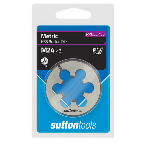 Sutton M5522400 M24 x 3mm - 2" OD Metric Button Die - HSS