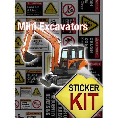 Mini Excavator Safety Sticker Sheet