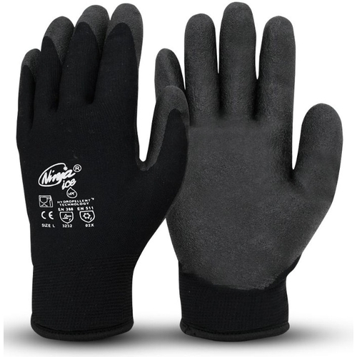 Ninja XL Ice Black Nylon Gloves - NIICEFRZRBK00XL