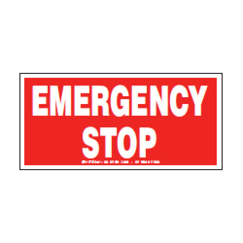 Emergency Stop Sticker 120x60mm