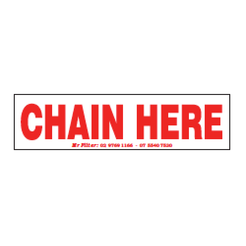 Chain Here Sticker 100x25mm