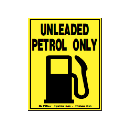 Unleaded Petrol Only Sticker 65x85mm