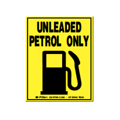 Unleaded Petrol Only Sticker 65x85mm