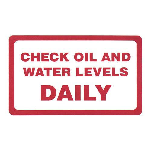 Check Oil Water Daily Sticker