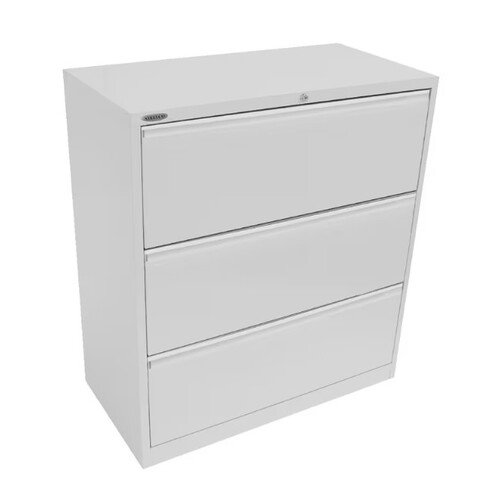Steelco 3 Drawer Lateral Cabinet Silver Grey