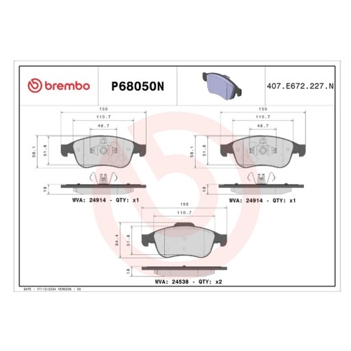 Brembo Brake Pads Front - P68050N