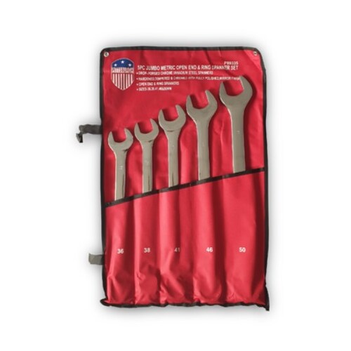 5 Pc Jumbo Open End & Ring Spanner Set Metric