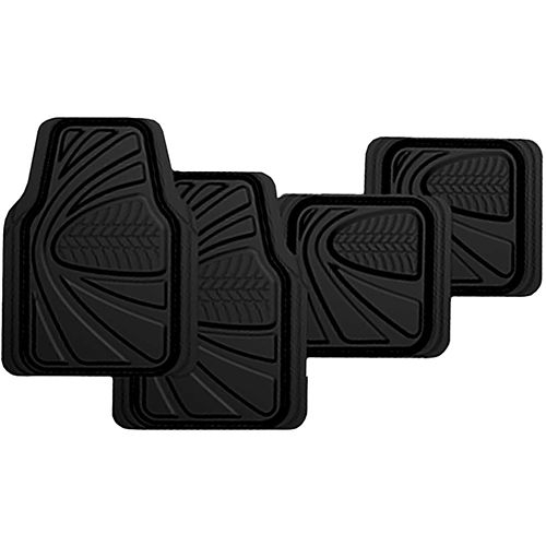4Pc Black Shallow Dish Rubber Mat Set - PC50224