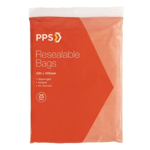 PPS 230 x 305mm Resealable Bags 25 Pack