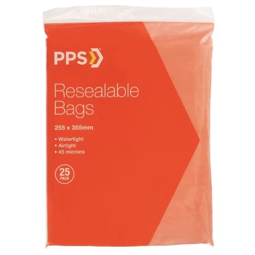 PPS 255 x 355mm Resealable Bags 25 Pack