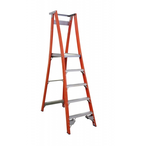 INDALEX Pro Series Fibreglass Platform Ladder 180kg 5 Steps 1.5m Platform - PROPF8-5