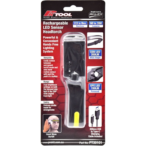 Rechargeable LED Sensor Headtorch - PT30101