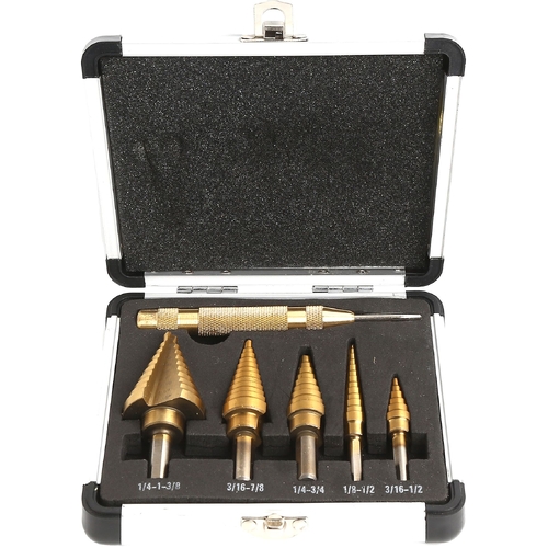 6pc Step Drill Bit & Automatic Centre Punch Set