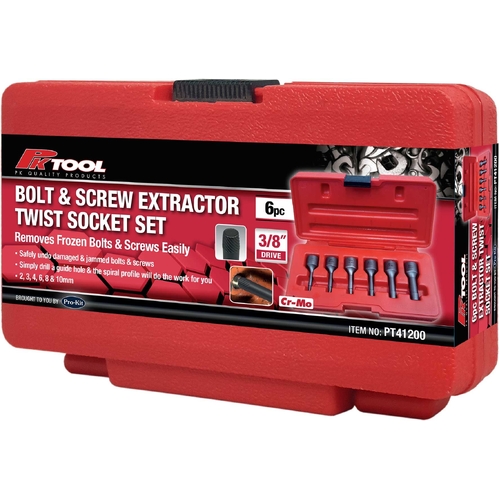 6pc 3/8”dr Bolt & Screw Extractor Twist Socket Set - PT41200