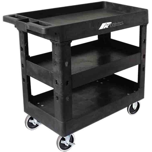 Professional Three Shelf 250kg Capacity Workshop & Warehouse Trolley with Moulded Pockets - PT81001