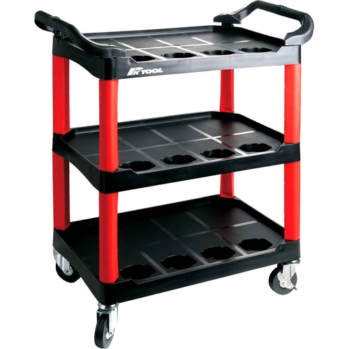 Professional Three Shelf 135kg Capacity Workshop & Warehouse Trolley with Moulded Pockets - PT81003