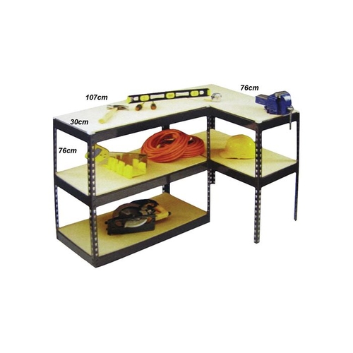 Work Bench L Shaped 5 Shelves Hold 113Kg Each
