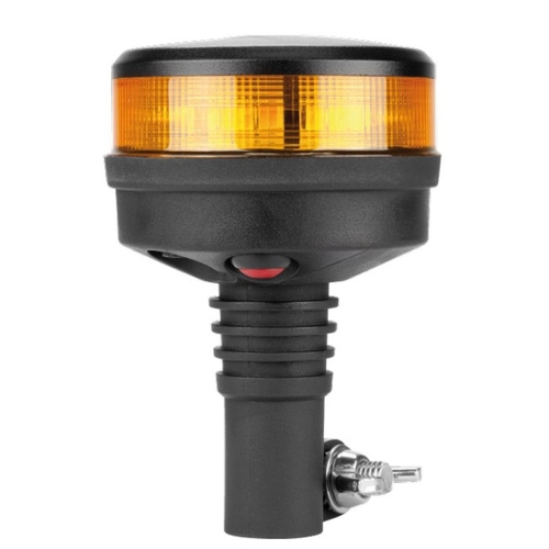 LED Beacon Micro Revolver Series 10-30V Amber DIN Pole Mount 32SMD LEDs 28W 10 Function SAE Class 1 90x135mm