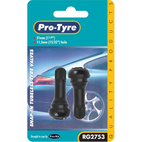 Tyre Valves - 2Pc Snap-In Tubeless Suit Cars