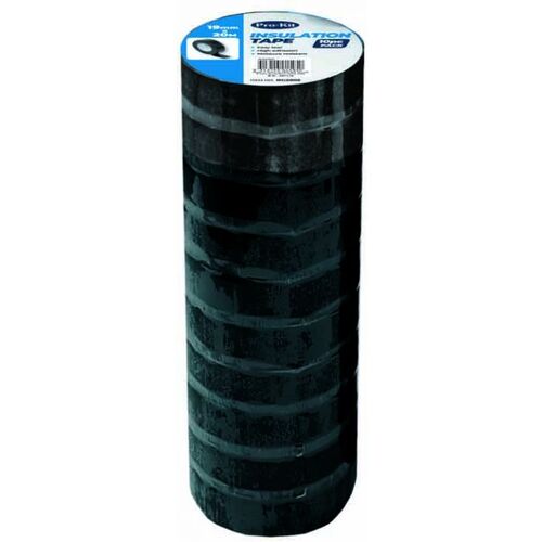 Black Electrical/ Insulation Tape 20m x 19mm (10  Pack)