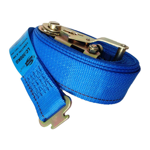 F Track Ratchet Tie Down Strap Blue 4.5Mtr x 50mm