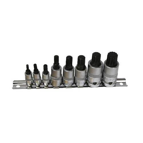 No.S7604 - 8Pc. M4 - M16 Spline x 1/4"/3/8"/1/2"Drive Sockets