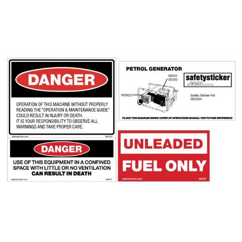 Generator Petrol Safety Sticker Kit