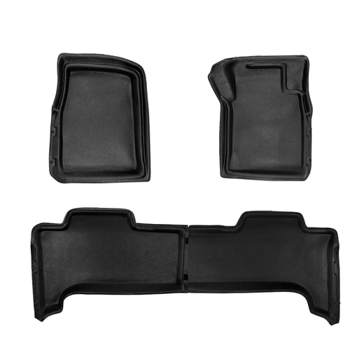 Sandgrabba Mats To Suit Ford Ranger PX Dual Cab Four Door Utility 2011-2022 Black Floor Automatic Front And Rear - SGFOR07FASBK4