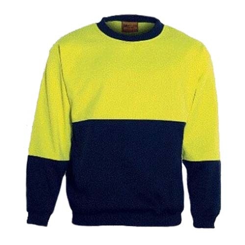 Sloppy Joe Crew Neck HiVis Fleecy  L  Yellow/Navy