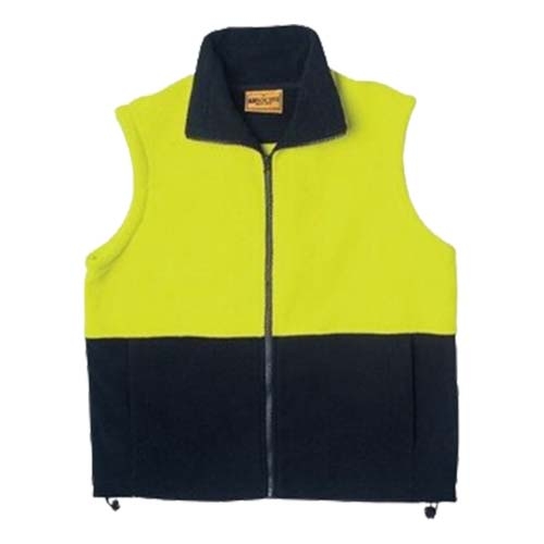 Vest Full Zip HiVis Polar Fleece No Tape  L  Yellow/Navy