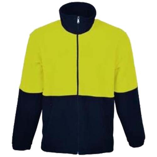 Jacket Full Zip HiVis Polar Fleece  L  Yelllow/Navy