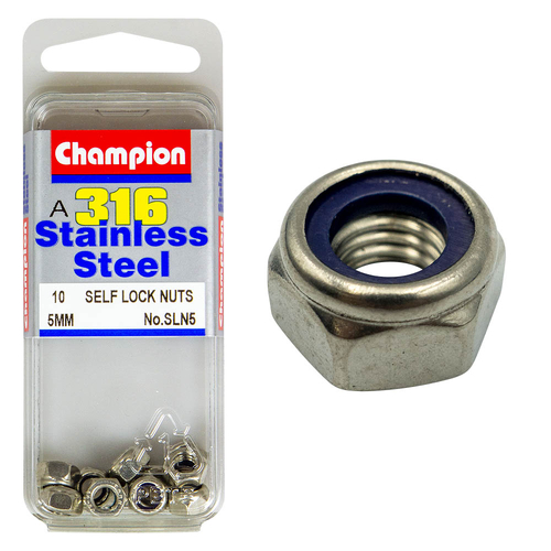 Hex Nuts-Self Locking-Nylon Inserts-Stainless Steel-M5X0.8Mm-316/A4