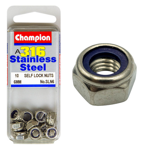 Hex Nuts-Self Locking-Nylon Inserts-Stainless Steel-M6X1.00Mm-316/A4